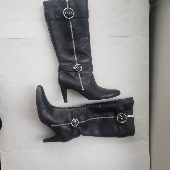 ECCO TALL BRISTOL HIGH HEEL MOTO STYLE BUCKLE BOOTS BLACK SIZE 40 or 9/9… - Picture 1 of 12